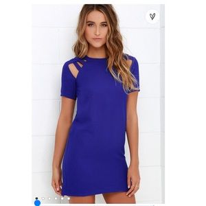 Shoulder Shrug Royal Blue Shift Dress